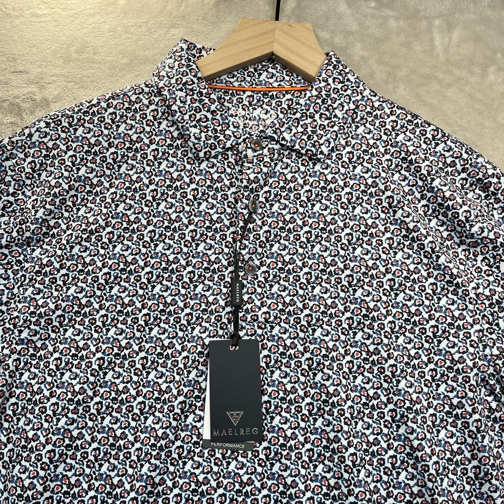 Maelreg Performance Polo Shirt Men's M All Over Print NEW